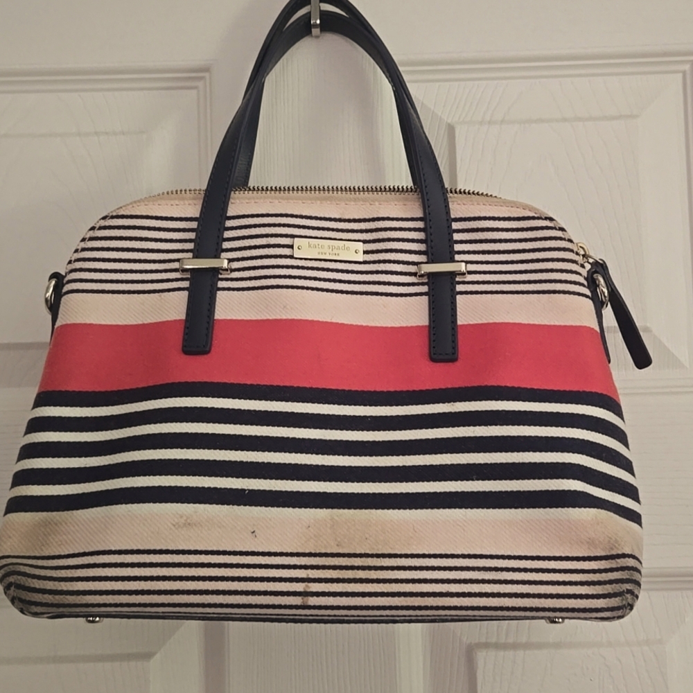 Kate Spade striped canvas satchel